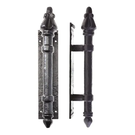 Zoo Hardware Round Pull Handle on Backplate 304mm x 63mm - 2.5mm - Black