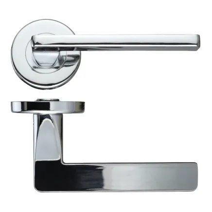 Zoo Hardware Leon lever on round rose - Polished Chrome