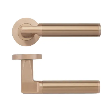 Zoo Hardware Milan lever on round rose - Tuscan Rose Gold