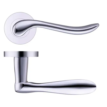 Zoo Hardware Lincoln lever on round rose - Polished Chrome