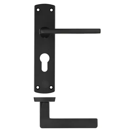 Zoo Hardware Leon lever on euro backplate - Matt Black