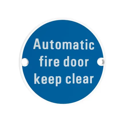 Zoo Hardware Automatic Fire Door Keep Clear - 76mm dia - White