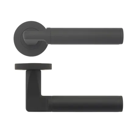 Zoo Hardware Milan lever on round rose - Oscuro Matt Black