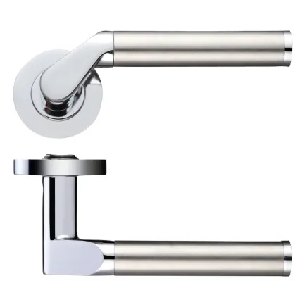 Zoo Hardware Venus lever on round rose - Polished Chrome / Satin Stainless