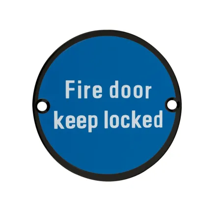 Zoo Hardware Fire Door Keep Locked - 76mm dia - Black