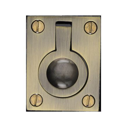 Heritage Brass Cabinet Pull Flush Ring Design 38mm Antique Brass finish
