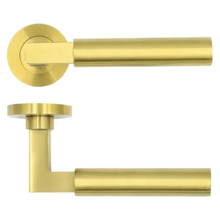 Zoo Hardware Garda Lever on Round Rose - PVD Satin Brass