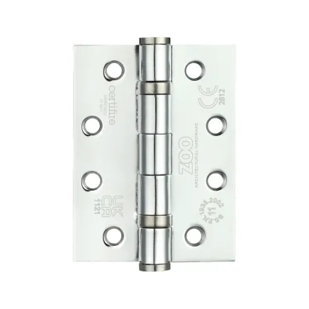 Zoo Hardware Ball Bearing Hinge - Steel 102 x 76 x 3mm - Polished Chrome