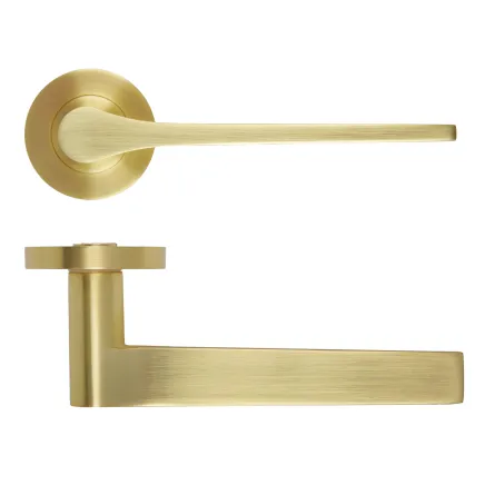 Zoo Hardware Gio Lever On Round Rose - Satin Brass