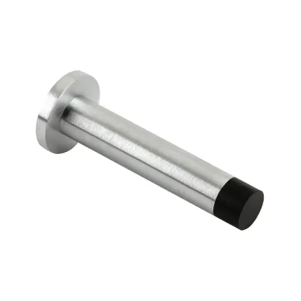 Zoo Hardware Door Stop - Cylinder c/w Rose 80mm - Satin Chrome