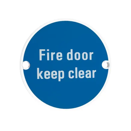 Zoo Hardware Fire Door Keep Clear - 76mm dia - White