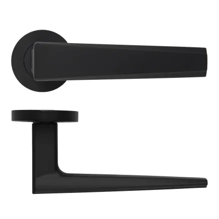 Zoo Hardware Veloce Lever On Round Rose - Oscuro Matt Black