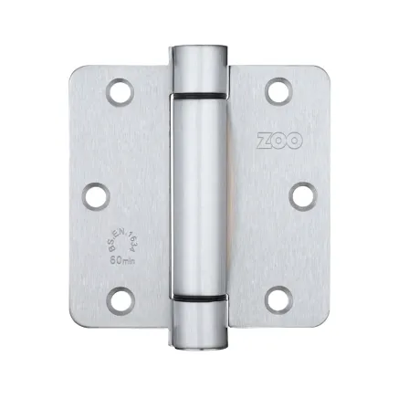 Zoo Hardware Spring Hinge Plus Slave Pack - Radius - 3.5"x3.5"x2.5 - Polished Chrome (Contains 2 Spring and 1 Unsprung Hinge) - Satin Chrome
