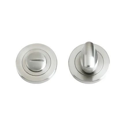 Zoo Hardware Turn and Release complete with escutcheons and 5mm spindle 50mm dia - Satin Stainless