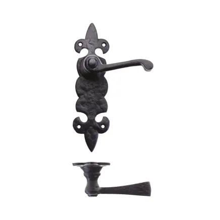 Zoo Hardware Lever on Fleur de Lys Latch Backplate - Black