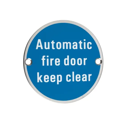 Zoo Hardware Automatic Fire Door Keep Clear - 76mm dia - Stainless Steel
