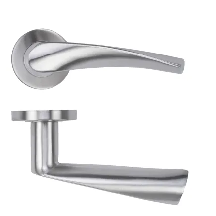 Zoo Hardware Twist Lever on Round Rose 52mm x 8mm Push-on Rose - BS EN 1906 Grade 3 - Grade 201 - Satin Stainless