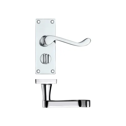 Zoo Hardware Project Victorian scroll lever on privacy backplate -114mm x 40mm - Polished Chrome