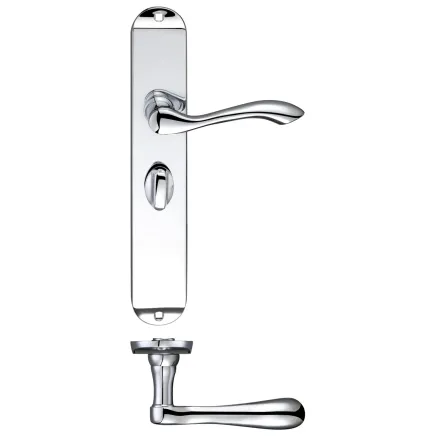 Zoo Hardware Arundel Lever Bathroom (57mm c/c) Furniture - Long Plate - Polished Chrome