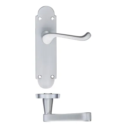 Zoo Hardware Project Oxford lever on latch backplate - 168mm x 42mm - Satin Chrome