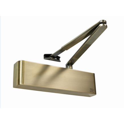 Rutland TS.9205 Door Closer, DABC c/w Semi-Radius Cover, Flatbar Armset, Antique Brass