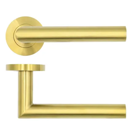 Zoo Hardware Lugano Lever on Round Rose - PVD Satin Brass