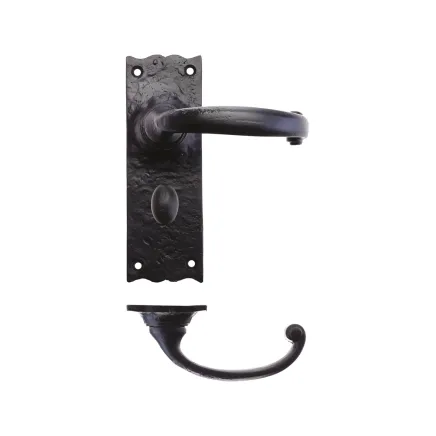 Zoo Hardware Traditional Lever on Bathroom Backplate - 6" - Black