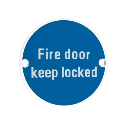 Zoo Hardware Fire Door Keep Locked - 76mm dia - White