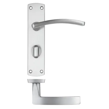 Zoo Hardware Toledo lever on bathroom backplate - Satin Chrome