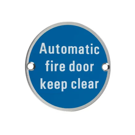 Zoo Hardware Automatic Fire Door Keep Clear - 76mm dia - Satin Stainless