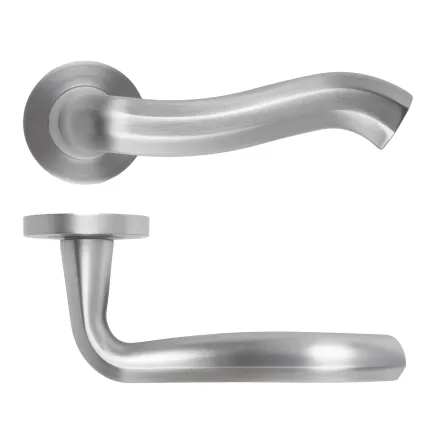 Zoo Hardware Rococo Lever On Round Rose - Satin Chrome