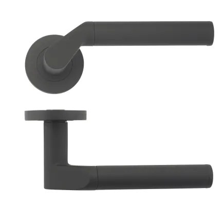 Zoo Hardware Venus lever on round rose - Oscuro Matt Black