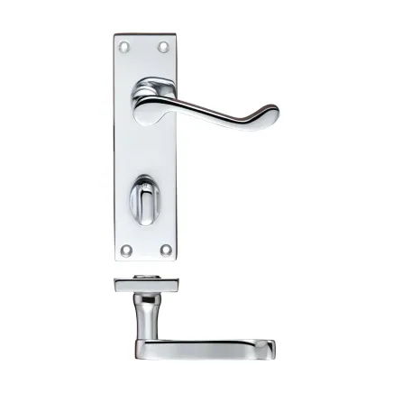 Zoo Hardware Project Victorian scroll lever on bathroom backplate -150mm x 40mm - Polished Chrome