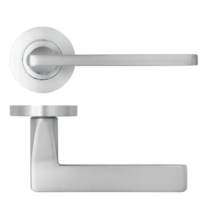 Zoo Hardware Leon lever on rose - Satin Chrome