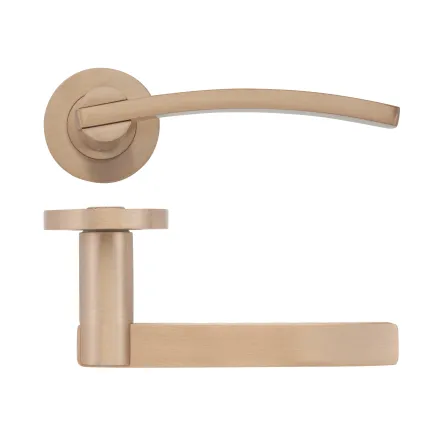 Zoo Hardware Adria lever on round rose - Tuscan Rose Gold