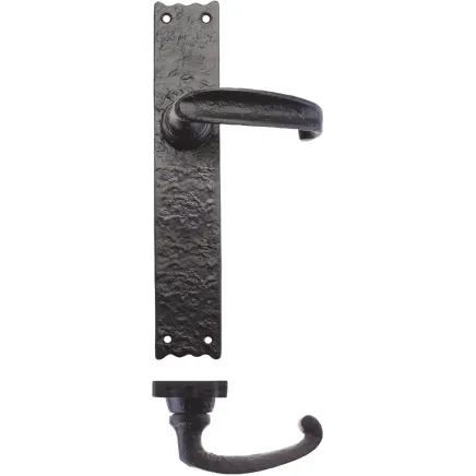 Zoo Hardware Traditional Lever on Latch Long Backplate - 10" - Black