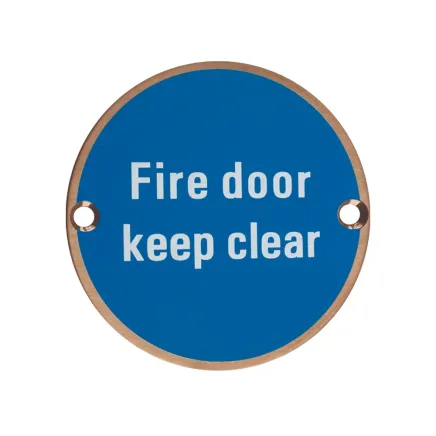 Zoo Hardware Fire Door Keep Clear - 76mm dia - Bronze