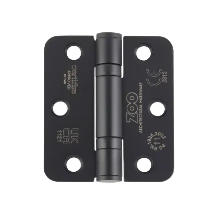 Zoo Hardware Grade 11 Ball Bearing Hinge Stainless Steel Radius - Grade 201 -76 x 67 x 2.5mm - Matt Black