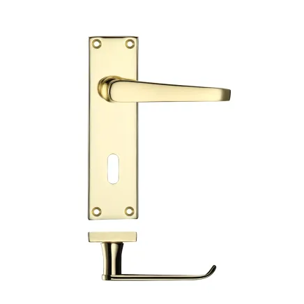 Zoo Hardware Project Victorian flat lever on lock backplate 150 x 40mm - Electro Brass