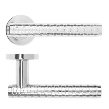 Zoo Hardware Favo Lever On Round Rose - Polished Chrome