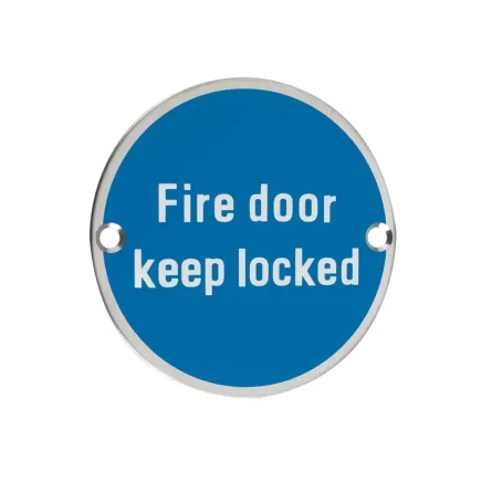 Zoo Hardware Fire Door Keep Locked - 76mm dia - Stainless Steel