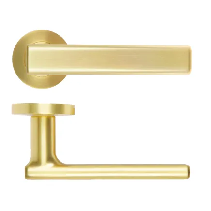 Zoo Hardware Frigo Lever On Round Rose - Satin Brass