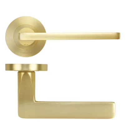 Zoo Hardware Leon lever on rose - Satin Brass