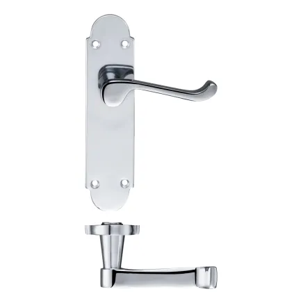 Zoo Hardware Project Oxford lever on latch backplate - 168mm x 42mm - Polished Chrome
