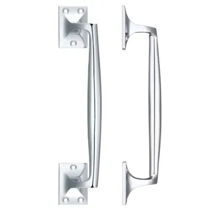 Zoo Hardware Pull Handle on Square Rose - Polished Chrome