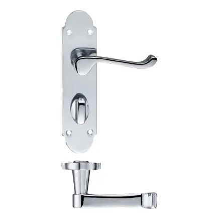 Zoo Hardware Project Oxford lever on bathroom backplate - 168mm x 42mm - Polished Chrome