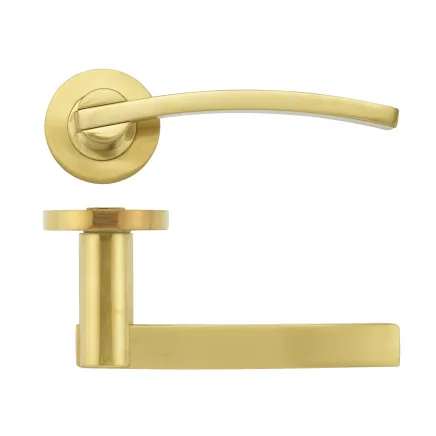 Zoo Hardware Adria lever on round rose - Favo Satin Brass