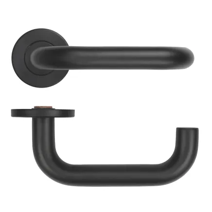 Zoo Hardware 19mm Tubular Return to Door Lever on Round Rose 53mm x 6mm Push-on Rose - BS EN 1906 Grade 3 - Grade 201 - PCB