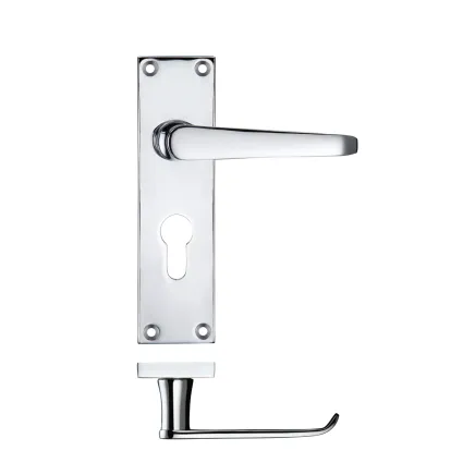 Zoo Hardware Project Victorian flat lever on euro backplate - 150 x 40mm - Polished Chrome