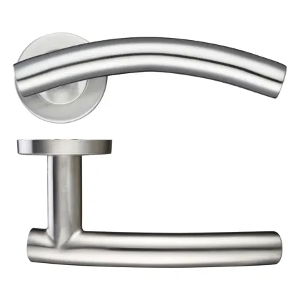 Zoo Hardware 19mm Arched T-Bar Lever - Push On Rose - 52mm Dia - Grade 201 - Satin Stainless